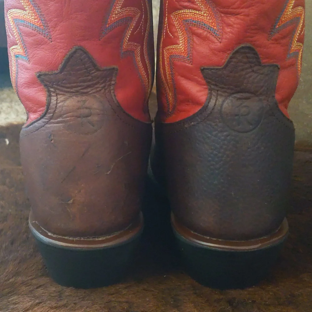 TONY LAMA 3R Buckaroo Rosston Red & Brown cowboy western boots #RR1017 sz 11D - Picture 15 of 16
